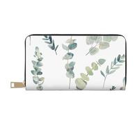 YUNWEIKEJI Ramita Verde Natural Blanca Impresa, Carteras Cartera de Gran Capacidad para Hombres y Mujeres Carteras Tarjeta de crédito Cartera de Cuero de Microfibra