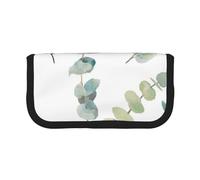 YUNWEIKEJI Ramita Verde Natural Blanca Impresa, Estuche para lápices, Estuche para lápices de Lona Bolsa para cosméticos de Gran Capacidad