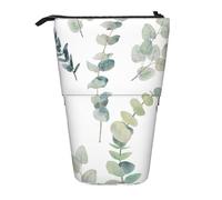 YUNWEIKEJI Ramita Verde Natural Blanca Impresa, Estuche telescópico para lápices, Soporte para lápices con Cremallera, Bolsa de Maquillaje, Bolsa para lápices