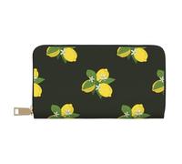 YUNWEIKEJI Ramo De Limón con Rama Y Lirios Negro, Carteras Cartera de Gran Capacidad para Hombres y Mujeres Carteras Tarjeta de crédito Cartera de Cuero de Microfibra