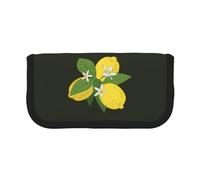 YUNWEIKEJI Ramo De Limón con Rama Y Lirios Negro, Estuche para lápices, Estuche para lápices de Lona Bolsa para cosméticos de Gran Capacidad