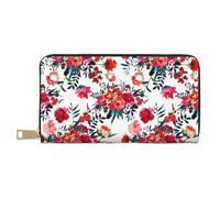 YUNWEIKEJI Ramos Florales Brillantes y Elegantes de Color Rojo Azul Marino, Carteras Cartera de Gran Capacidad para Hombres y Mujeres Carteras Tarjeta de crédito Cartera de Cuero de Microfibra