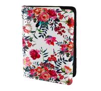 YUNWEIKEJI Ramos Florales Brillantes y Elegantes de Color Rojo Azul Marino, Funda para Pasaporte Cartera de Viaje de Cuero PU Funda para Pasaporte Fundas para Pasaporte 5,5 Pulgadas