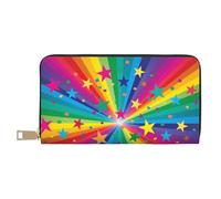 YUNWEIKEJI Rayos de Confeti de Arco Iris y Estrellas, Carteras Cartera de Gran Capacidad para Hombres y Mujeres Carteras Tarjeta de crédito Cartera de Cuero de Microfibra