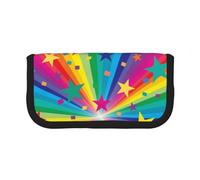 YUNWEIKEJI Rayos de Confeti de Arco Iris y Estrellas, Estuche para lápices, Estuche para lápices de Lona Bolsa para cosméticos de Gran Capacidad