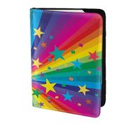 YUNWEIKEJI Rayos de Confeti de Arco Iris y Estrellas, Funda para Pasaporte Cartera de Viaje de Cuero PU Funda para Pasaporte Fundas para Pasaporte 5,5 Pulgadas