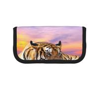 YUNWEIKEJI Relajarse Tigre, Estuche para lápices, Estuche para lápices de Lona Bolsa para cosméticos de Gran Capacidad