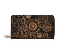 YUNWEIKEJI Reloj Engranajes Bronce Siglo, Carteras Cartera de Gran Capacidad para Hombres y Mujeres Carteras Tarjeta de crédito Cartera de Cuero de Microfibra