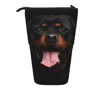 YUNWEIKEJI Retrato de impresión de Perro Rottweiler, Estuche telescópico para lápices, Soporte para lápices con Cremallera, Bolsa de Maquillaje, Bolsa para lápices