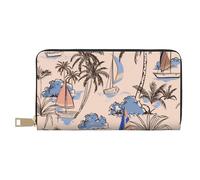 YUNWEIKEJI Retro Hermosos Barcos Palmeras, Carteras Cartera de Gran Capacidad para Hombres y Mujeres Carteras Tarjeta de crédito Cartera de Cuero de Microfibra