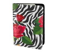 YUNWEIKEJI Rojo Flor Animales Cebra, Funda para Pasaporte Cartera de Viaje de Cuero PU Funda para Pasaporte Fundas para Pasaporte 5,5 Pulgadas