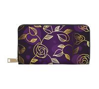 YUNWEIKEJI Rosa Dorada-Púrpura, Carteras Cartera de Gran Capacidad para Hombres y Mujeres Carteras Tarjeta de crédito Cartera de Cuero de Microfibra