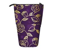 YUNWEIKEJI Rosa Dorada-Púrpura, Estuche telescópico para lápices, Soporte para lápices con Cremallera, Bolsa de Maquillaje, Bolsa para lápices