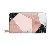 YUNWEIKEJI Rosa Oro Brillo Negro Blanco Mármol Geométrico, Carteras Cartera de Gran Capacidad para Hombres y Mujeres Carteras Tarjeta de crédito Cartera de Cuero de Microfibra