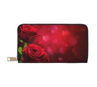 YUNWEIKEJI Rosa roja Impresa., Carteras Cartera de Gran Capacidad para Hombres y Mujeres Carteras Tarjeta de crédito Cartera de Cuero de Microfibra