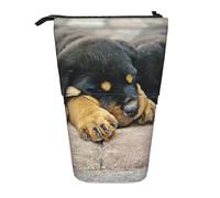 YUNWEIKEJI Rottweiler Dormir Perros Mascotas Cachorros Pequeños, Estuche telescópico para lápices, Soporte para lápices con Cremallera, Bolsa de Maquillaje, Bolsa para lápices