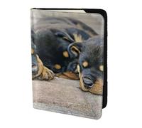 YUNWEIKEJI Rottweiler Dormir Perros Mascotas Cachorros Pequeños, Funda para Pasaporte Cartera de Viaje de Cuero PU Funda para Pasaporte Fundas para Pasaporte 5,5 Pulgadas