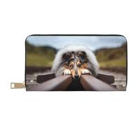 YUNWEIKEJI Rough Collie Bokeh Ferrocarril Perros Mascotas Áspero, Carteras Cartera de Gran Capacidad para Hombres y Mujeres Carteras Tarjeta de crédito Cartera de Cuero de Microfibra