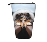 YUNWEIKEJI Rough Collie Bokeh Ferrocarril Perros Mascotas Áspero, Estuche telescópico para lápices, Soporte para lápices con Cremallera, Bolsa de Maquillaje, Bolsa para lápices