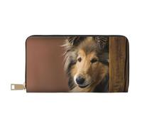 YUNWEIKEJI Rough Collie Lassie Perros Perros Grandes Y Esponjosos Mascotas, Carteras Cartera de Gran Capacidad para Hombres y Mujeres Carteras Tarjeta de crédito Cartera de Cuero de Microfibra