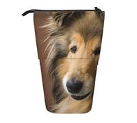 YUNWEIKEJI Rough Collie Lassie Perros Perros Grandes Y Esponjosos Mascotas, Estuche telescópico para lápices, Soporte para lápices con Cremallera, Bolsa de Maquillaje, Bolsa para lápices