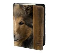 YUNWEIKEJI Rough Collie Lassie Perros Perros Grandes Y Esponjosos Mascotas, Funda para Pasaporte Cartera de Viaje de Cuero PU Funda para Pasaporte Fundas para Pasaporte 5,5 Pulgadas