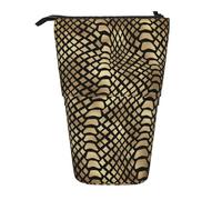 YUNWEIKEJI Safari Africano Negro Oro Pitón Piel Animal Sepia, Estuche telescópico para lápices, Soporte para lápices con Cremallera, Bolsa de Maquillaje, Bolsa para lápices