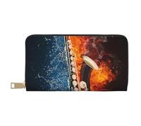 YUNWEIKEJI Saxofón en Llamas y Hielo, Carteras Cartera de Gran Capacidad para Hombres y Mujeres Carteras Tarjeta de crédito Cartera de Cuero de Microfibra