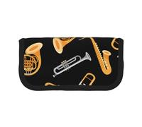 YUNWEIKEJI Saxofón Trombón Música Negro, Estuche para lápices, Estuche para lápices de Lona Bolsa para cosméticos de Gran Capacidad