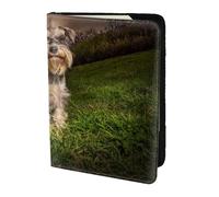 YUNWEIKEJI Schnauzer Atardecer Perros Mascotas Montañas Schnauzer, Funda para Pasaporte Cartera de Viaje de Cuero PU Funda para Pasaporte Fundas para Pasaporte 5,5 Pulgadas