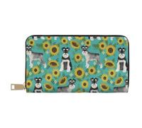 YUNWEIKEJI Schnauzer Girasoles Primavera Verano Floral Perro Raza Perro, Carteras Cartera de Gran Capacidad para Hombres y Mujeres Carteras Tarjeta de crédito Cartera de Cuero de Microfibra