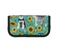 YUNWEIKEJI Schnauzer Girasoles Primavera Verano Floral Perro Raza Perro, Estuche para lápices, Estuche para lápices de Lona Bolsa para cosméticos de Gran Capacidad