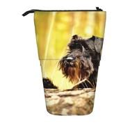 YUNWEIKEJI Schnauzer Miniatura Mascotas del Bosque Perros Negros, Estuche telescópico para lápices, Soporte para lápices con Cremallera, Bolsa de Maquillaje, Bolsa para lápices
