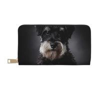 YUNWEIKEJI Schnauzer Retrato Gris Oscuro, Carteras Cartera de Gran Capacidad para Hombres y Mujeres Carteras Tarjeta de crédito Cartera de Cuero de Microfibra