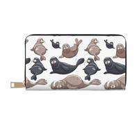 YUNWEIKEJI Sellos Ilustración León Marino, Carteras Cartera de Gran Capacidad para Hombres y Mujeres Carteras Tarjeta de crédito Cartera de Cuero de Microfibra
