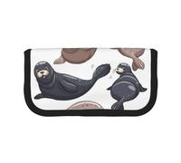 YUNWEIKEJI Sellos Ilustración León Marino, Estuche para lápices, Estuche para lápices de Lona Bolsa para cosméticos de Gran Capacidad