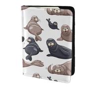 YUNWEIKEJI Sellos Ilustración León Marino, Funda para Pasaporte Cartera de Viaje de Cuero PU Funda para Pasaporte Fundas para Pasaporte 5,5 Pulgadas
