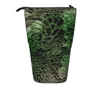 YUNWEIKEJI Serpiente Verde Estampada, Estuche telescópico para lápices, Soporte para lápices con Cremallera, Bolsa de Maquillaje, Bolsa para lápices