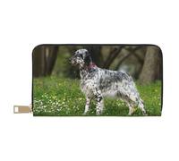 YUNWEIKEJI Setter Inglés Césped Mascotas Perros Setter Inglés, Carteras Cartera de Gran Capacidad para Hombres y Mujeres Carteras Tarjeta de crédito Cartera de Cuero de Microfibra
