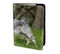 YUNWEIKEJI Setter Inglés Césped Mascotas Perros Setter Inglés, Funda para Pasaporte Cartera de Viaje de Cuero PU Funda para Pasaporte Fundas para Pasaporte 5,5 Pulgadas