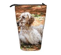 YUNWEIKEJI Setter Inglés Otoño Mascotas Perros del Bosque Inglés, Estuche telescópico para lápices, Soporte para lápices con Cremallera, Bolsa de Maquillaje, Bolsa para lápices