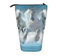 YUNWEIKEJI Siete Caballos Corriendo, Estuche telescópico para lápices, Soporte para lápices con Cremallera, Bolsa de Maquillaje, Bolsa para lápices