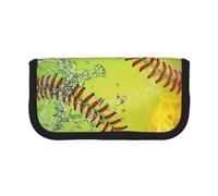 YUNWEIKEJI Softbol Amarillo, Estuche para lápices, Estuche para lápices de Lona Bolsa para cosméticos de Gran Capacidad