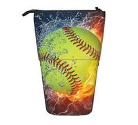 YUNWEIKEJI Softbol Amarillo, Estuche telescópico para lápices, Soporte para lápices con Cremallera, Bolsa de Maquillaje, Bolsa para lápices