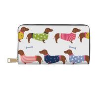 YUNWEIKEJI Suéter con patrón de Mascota de Raza de Perro de Abrigo Rojo Dachshund, Carteras Cartera de Gran Capacidad para Hombres y Mujeres Carteras Tarjeta de crédito Cartera de Cuero de Microfibra