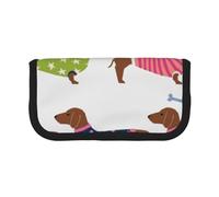 YUNWEIKEJI Suéter con patrón de Mascota de Raza de Perro de Abrigo Rojo Dachshund, Estuche para lápices, Estuche para lápices de Lona Bolsa para cosméticos de Gran Capacidad