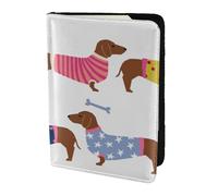 YUNWEIKEJI Suéter con patrón de Mascota de Raza de Perro de Abrigo Rojo Dachshund, Funda para Pasaporte Cartera de Viaje de Cuero PU Funda para Pasaporte Fundas para Pasaporte 5,5 Pulgadas