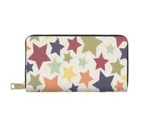 YUNWEIKEJI Superficie Colorida Estrella, Carteras Cartera de Gran Capacidad para Hombres y Mujeres Carteras Tarjeta de crédito Cartera de Cuero de Microfibra