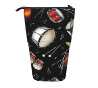 YUNWEIKEJI Tambor Negro colección Jazz, Estuche telescópico para lápices, Soporte para lápices con Cremallera, Bolsa de Maquillaje, Bolsa para lápices