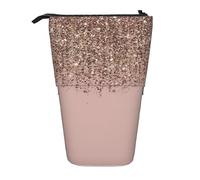 YUNWEIKEJI Taupe Rubor Rosa Bronce Rosa Dorado Brillo Glam, Estuche telescópico para lápices, Soporte para lápices con Cremallera, Bolsa de Maquillaje, Bolsa para lápices